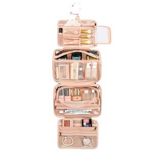 Free Sample Custom Polyester Geometric Vintage Zipper Travel for Cosmetics <b>Wash</b> Portable Large <b>Waterproof</b> Hanging Makeup - Product Image 6