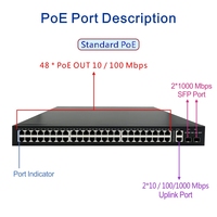Switch Ethernet de 48 Puertos PoE, 2 Gigabit RJ45, 2 Ranuras SFP, Uplink de 1000Mbps, Switch Power Over Ethernet de 700W para Proyectos de Cámaras IP