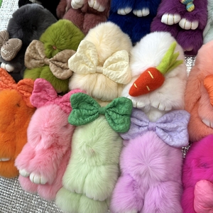 พวงกุญแจตุ๊กตากระต่ายขนปุย ขนาด 15 ซม. ทำจากขนกระต่ายแท้ ของเล่นเด็ก ของตกแต่งกระเป๋า ของขวัญสำหรับผู้หญิง - Product Image 5