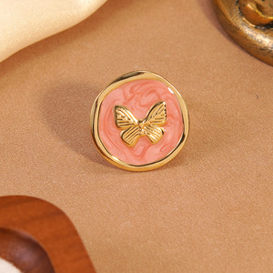 Bague géométrique vintage en acier inoxydable pour femme, style mode avec pendentif papillon, idéale pour les <span class=keywords><strong>vacances</strong></span> - Product Image 4
