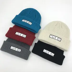 Classic Custom Your Own Embroidery Logo Mohair Beanies Jacquard Knitted Hats Wholesale Warm Hat