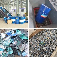 Broyeur à marteaux industriel grande capacité pour fûts métalliques de déchets dangereux, ligne de recyclage de barils d'acier et de fûts à huile