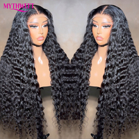 Perruque Lace Front Transparente 13x4 Effet Vague d'Eau, Cheveux Vietnamiens Bruts Alignés, Perruque Sans Colle HD Lace Frontale pour Femmes Noires