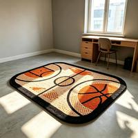 Tapis tufté sur le thème du basketball pour garçons, design terrain de sport, tapis en peluche doux pour chambre d'adolescent, salle de jeux, décoration intérieure