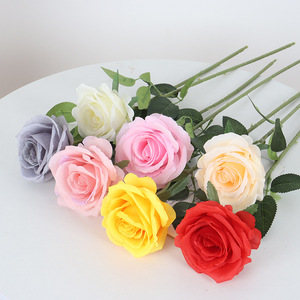 Roses artificielles en soie Jessie, branche unique, roses rondes pour la Saint-Valentin, décoration de la maison, mariage, vente en gros - Product Image 1