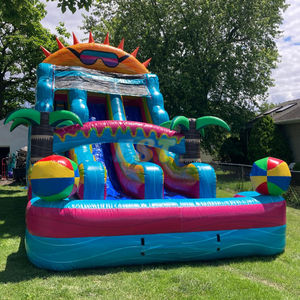 สไลเดอร์น้ำแบบสองเลนสำหรับเด็กสไลเดอร์ปราสาท<span class=keywords><strong>เป่า</strong></span><span class=keywords><strong>ลม</strong></span>22FT สำหรับสวนหลังบ้าน - Product Image 2