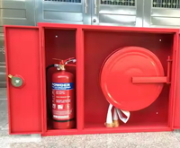 Armoire à double porte pour équipement de lutte contre l'incendie avec poudre sèche et enrouleur de tuyau d'incendie Armoires de rangement pour extincteurs