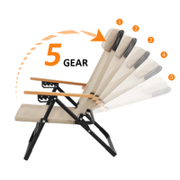 Vente en gros sur mesure Chaise longue de camping confortable et pliable pour l'extérieur en métal, réglable à 5 niveaux et résistante