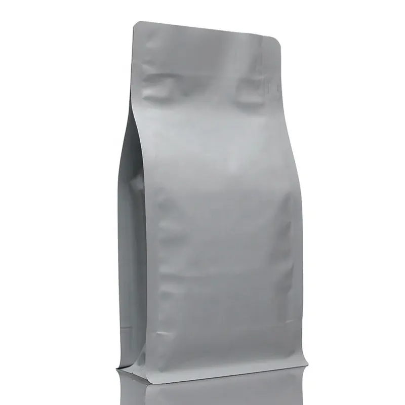 Bolsa de fondo plano Ziplock ecológica, embalaje 100% Biodegradable de papel Kraft, bolsas de café, venta al por mayor