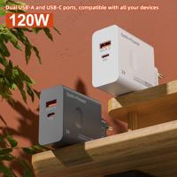 Chargeur mural USB C PD rapide 120W Type-C, protection anti-feu QC3.0 OTP OVP OCP, prise EU US UK, charge rapide pour téléphone portable