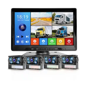 4CH Vehicle Monitor System 1080P AHD Camera 10.1 inch Screen MP5 FM DVR for Car/Truck/Bus Surveillance Parking Recorder