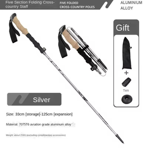 Bastón de Escalada Ultraligero de Aleación de Aluminio 7075, Plegable en Cinco Secciones, con EVA, para Senderismo al Aire Libre - Product Image 3