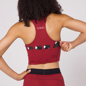 Top Sportivo Corto Personalizzato OEM con Schiena Scoperta e Tasche Multiple, <span class=keywords><strong>Reggiseno</strong></span> Sportivo Lungo <span class=keywords><strong>per</strong></span> Donne - Product Image 1