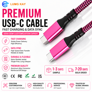 LUNGKAY Custom Type <b>c</b> <b>to</b> Type <b>C</b> <b>Cable</b> 100W Fast Charging USB3.1 Gen2 20Gbps 4K Video Monitor Pvc Charging Cord for Computer - Product Image 1