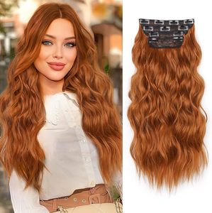 Extensions de cheveux synthétiques ondulés blonds miel de 24 pouces, 4 pièces, résistantes à la chaleur, pour femmes - Product Image 3