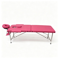 Table de massage professionnelle pliable à 2 sections avec pieds en acier inoxydable et appui-tête pour salon de tatouage
