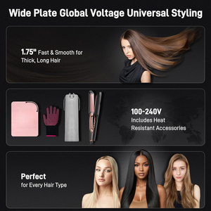 Plancha De Pelo De Titanio Dorado Rosa, Herramientas De Peinado Por Infrarrojos, Plancha Plana Electrónica Personalizada, Planchas De Cabello Profesional - Product Image 4