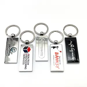 Zhongshan best promotion gifts souvenir key chain silver custom laser engrave metal company name card keychain