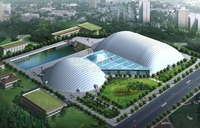 Dôme à membrane gonflable autoportant résistant aux intempéries, grande salle de sport intérieure pour installations de tennis et de basketball