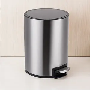 8L/12L Stainless Steel Bath Trash Can Small Garbage Can Trash Bin With Black Lid