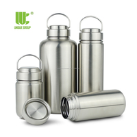 Bouteille d'eau autonettoyante en acier inoxydable 100% avec couvercle en métal à boire direct à double paroi Sports de plein air Escalade écologique