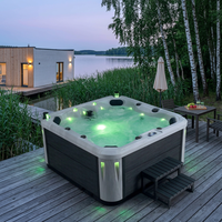 Moderna Bañera de Hidromasaje de Lujo para Exteriores, Jacuzzi Independiente para 4 Personas con Altavoz Bluetooth para Villas, Hoteles y Gimnasios