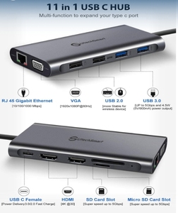 11 in 1 <span class=keywords><strong>USB</strong></span>-C アルミニウム製ドッキングステーション、トリプルHDMI、VGA、<span class=keywords><strong>USB</strong></span> C ディスプレイドック付き - Product Image 3