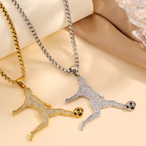 Collier Hip <span class=keywords><strong>Hop</strong></span> Champion de Football <span class=keywords><strong>en</strong></span> Zircon, Bijoux <span class=keywords><strong>en</strong></span> Acier Inoxydable, Chaîne <span class=keywords><strong>en</strong></span> Or pour Hommes, Australie - Product Image 1