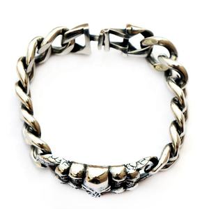 Bracelet pour homme Zoryn en acier inoxydable, style hip-hop vintage, imperméable, noir et argenté, avec crâne gothique, pour motards - Product Image 4