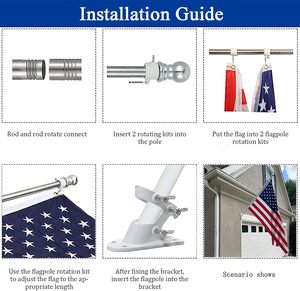 Cờ cực Kit 6 ft, cờ cực với khung, nặng thép không gỉ vườn Cột cờ, nhà, thương mại, ngoài trời treo tường Cột cờ - Product Image 2