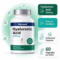 Capsules d'acide hyaluronique Metrand 250 mg, 60 capsules, complément alimentaire pour l'hydratation de la peau