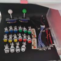Kit DIY de borne d'arcade 1 ou 2 joueurs à bouton-poussoir rechargeable en acier inoxydable chromé avec LED 5V à latence nulle, compatible pièces et USB