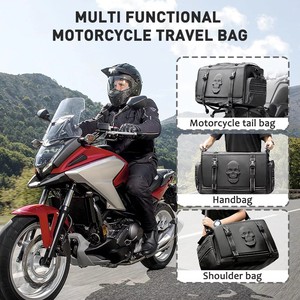 Achterste Zitzak Zwart Retro Deluxe Roll Koffer Gereedschapstas Voor Motorfiets - Product Image 2