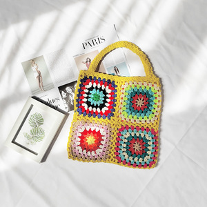Bolso tote de mano de ganchillo con cuadrados y malla perforada, estilo estético shabby chic, tejido, estilo <span class=keywords><strong>Ibiza</strong></span>, para playa y pesca - Product Image 2