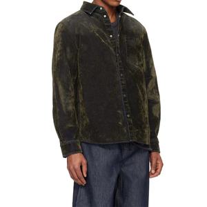 Chemises en jean streetwear décontractées vintage à boutons, coupe ample et oversize, en denim floqué classique pour hommes - Product Image 2