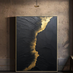 Pittura a olio astratta dipinta a mano oro nero trama spessa <span class=keywords><strong>arte</strong></span> della parete decorazione per la casa tela digitale fatta a mano acrilico <span class=keywords><strong>arte</strong></span> della parete - Product Image 6