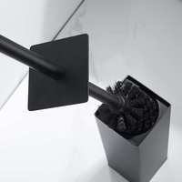 Support mural moderne noir pour brosse de toilette – Ensemble de rangement suspendu pour brosse de nettoyage de salle de bain
