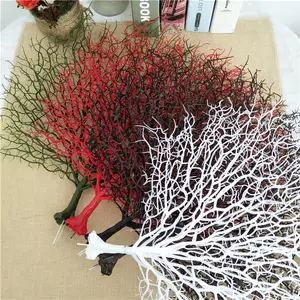 人造塑料珊瑚树枝装饰红色黑白人造植物浪漫婚礼活动头饰装饰