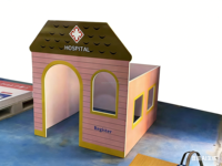 Nanpak Équipement de jeu détachable en bois, modèles Station de pompiers, Clinique vétérinaire, Aire de jeux intérieure/extérieure, Maison de jeu de rôle et Café, pour 2-5 enfants