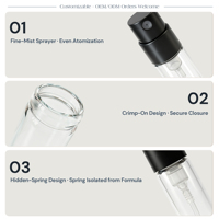 Flacon de parfum en verre de 2 ml, atomiseur noir, mini flacon testeur de parfum, 1 ml, petits flacons d'échantillons de parfum avec boîte