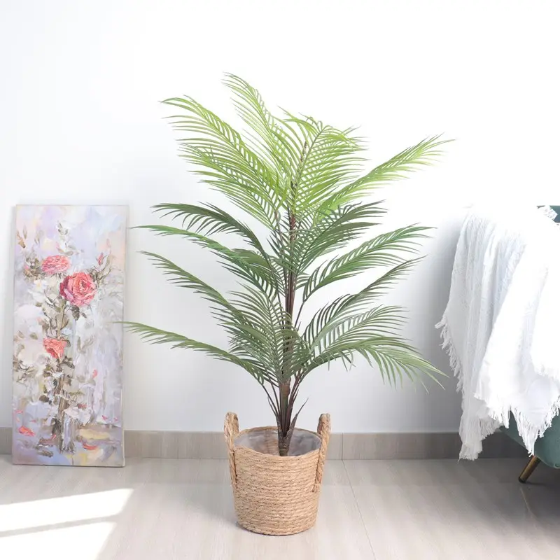 Plantas artificiales de plástico, hojas de palma, plantas de interior de plástico, hogar y jardín
