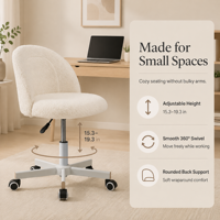 Chaise de bureau ergonomique pivotante moderne à dossier moyen en bouclette pour la maison, le bureau et l'ordinateur