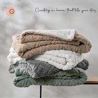 Winter Maßgefertigte Luxuriöse Warme Stoffdecke Angepasste Ultra-Weiche Gemütliche Leichte Flauschige Jacquard-Sherpa-Fleece-Decke