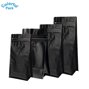 Sac à café <span class=keywords><strong>noir</strong></span> mat personnalisé en <span class=keywords><strong>aluminium</strong></span> avec valve, 500g (1 livre), 13,5*26,5cm, fond carré en PE, thermoscellable - Product Image 6