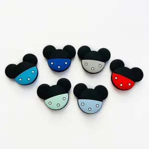 Grosir Baru Focal Beads untuk Pena Mickey Pola Silikon Teething Beads Food Grade Liontin Bayi Dot Rantai Longgar Bead