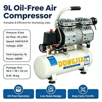 Compresseur d'air sans huile à faible bruit 9L 220V 680W 45L/Min 8Bar pour équipement d'atelier