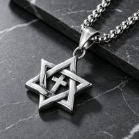 Collier pendentif étoile et croix en acier inoxydable pour homme Yunnique avec chaîne à maillons, design géométrique pour bijoux de mode