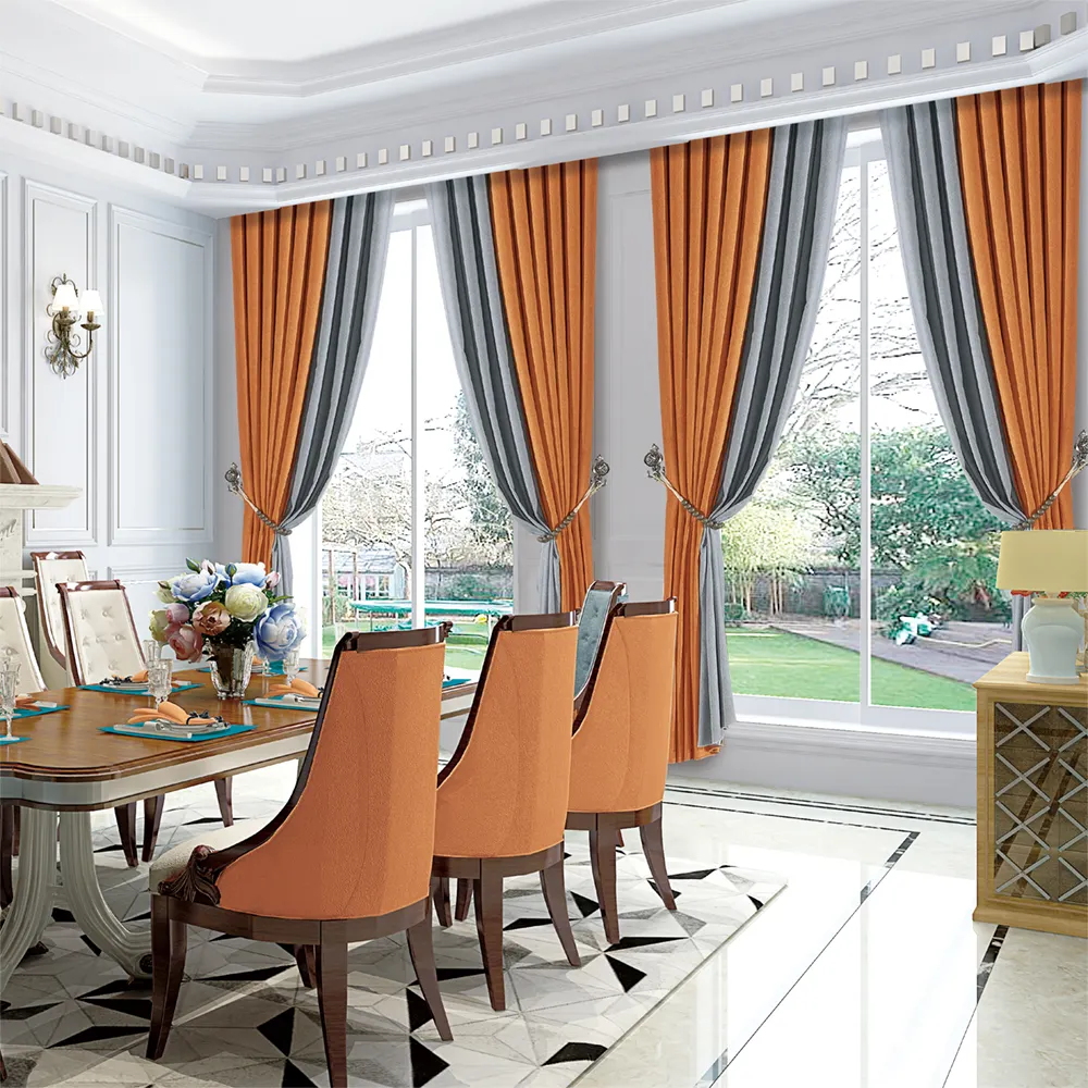 Luxus European Tailored Pleat Velvet 100% Polyester Hotel Projekt Vorhänge Schall dichte Rod Vorhänge für Wohnzimmer