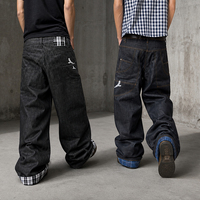 Jean en denim délavé personnalisé, coupe ample, effet vieilli, déchiré, jambe large, style baggy évasé pour homme