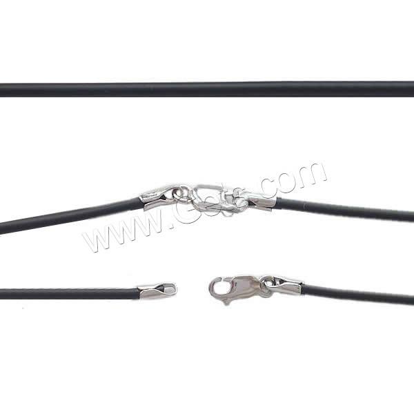 Rubber Cord Necklace Sterling Silver Lobster Shrimp Clasp Black